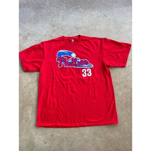 Philadelphia Phillies Cliff Lee #33 Red MLB T-Shirt XL Y2K R3 - Picture 1 of 6